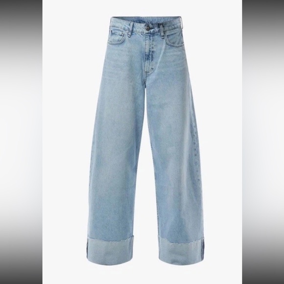 RAG & BONE Sophie Jean Mari High Rise Ultra Wide Leg Crop Ankle Cuff Sz 30 $268 - Picture 4 of 14